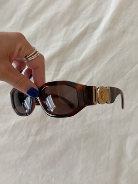 Versace Biggie Tortoiseshell Sunglasses with Gold Women Accessories